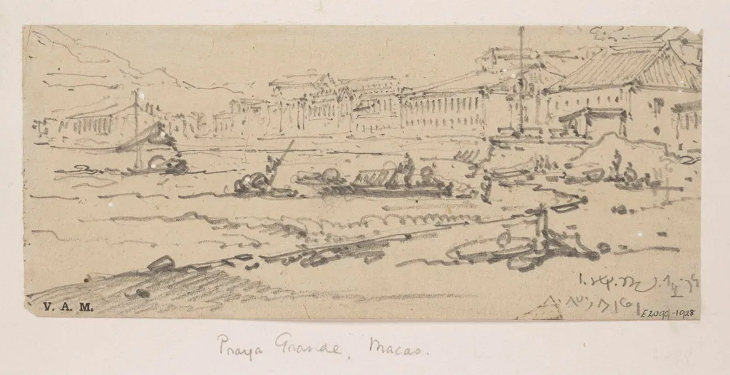 The Praya Grande, Macau, looking east across the bay, by George Chinnery, 19