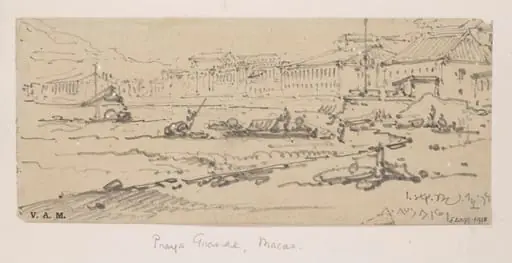 The Praya Grande, Macau, looking east across the bay, by George Chinnery