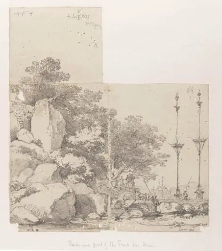 The rocky shore by the A-Ma Temple, Macau, by George Chinnery