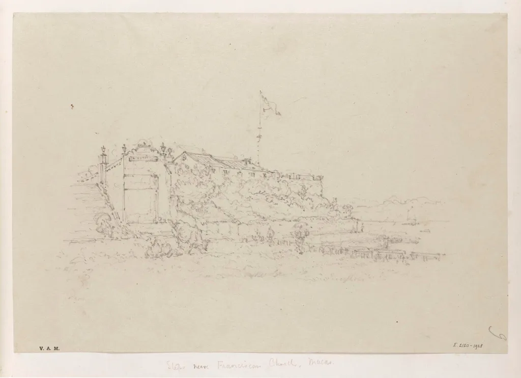 The steps and fort of S. Francisco, Macau, by George Chinnery, 19