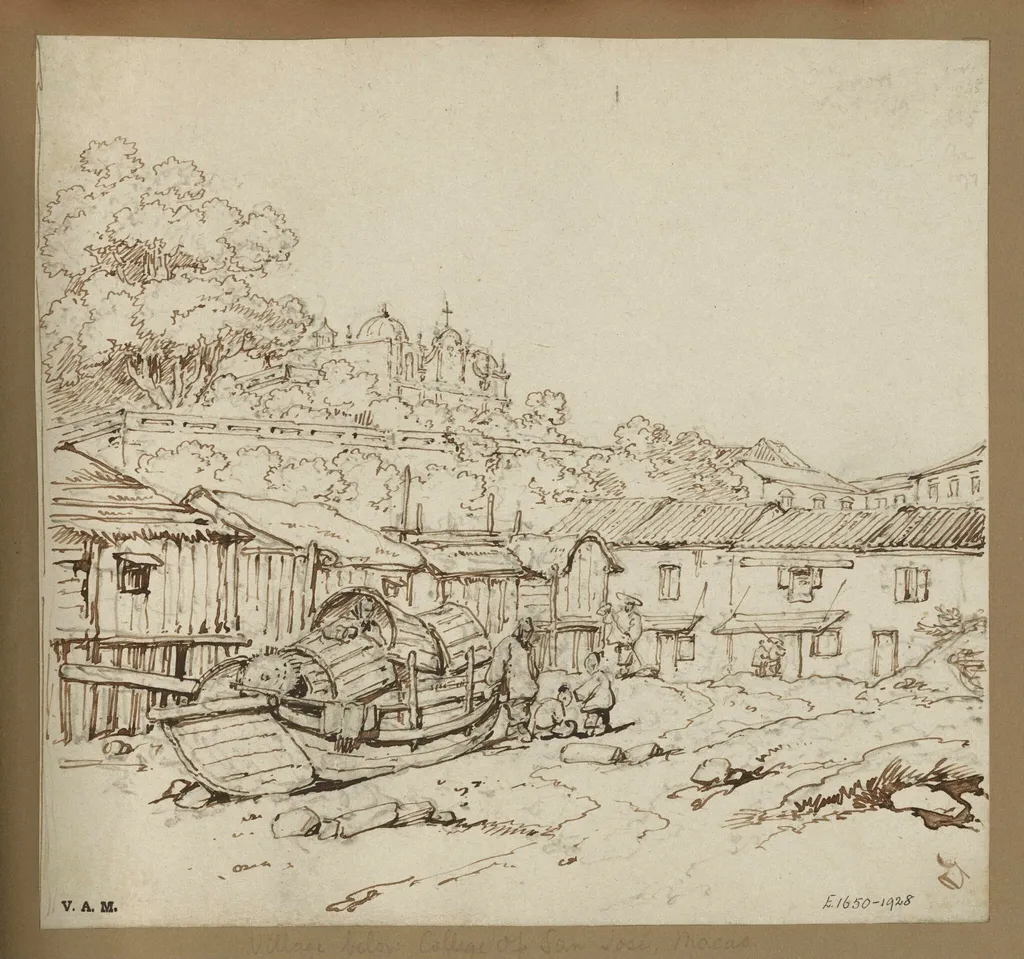 The village below the College of San José, Macau, by George Chinnery, 19