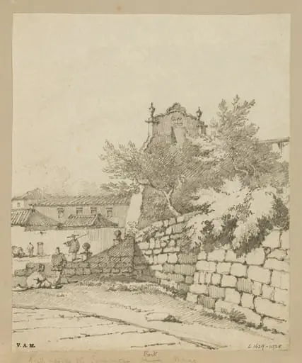 The wall below the church of S. Francisco, Macau, by George Chinnery