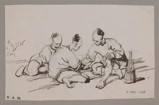 Three Chinese figures, by George Chinnery