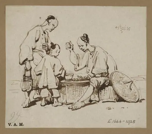 Three Chinese figures, by George Chinnery