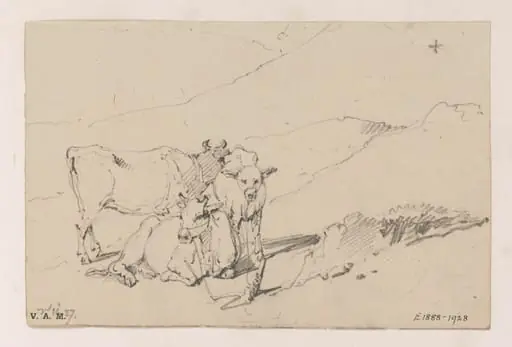 Three cows, by George Chinnery