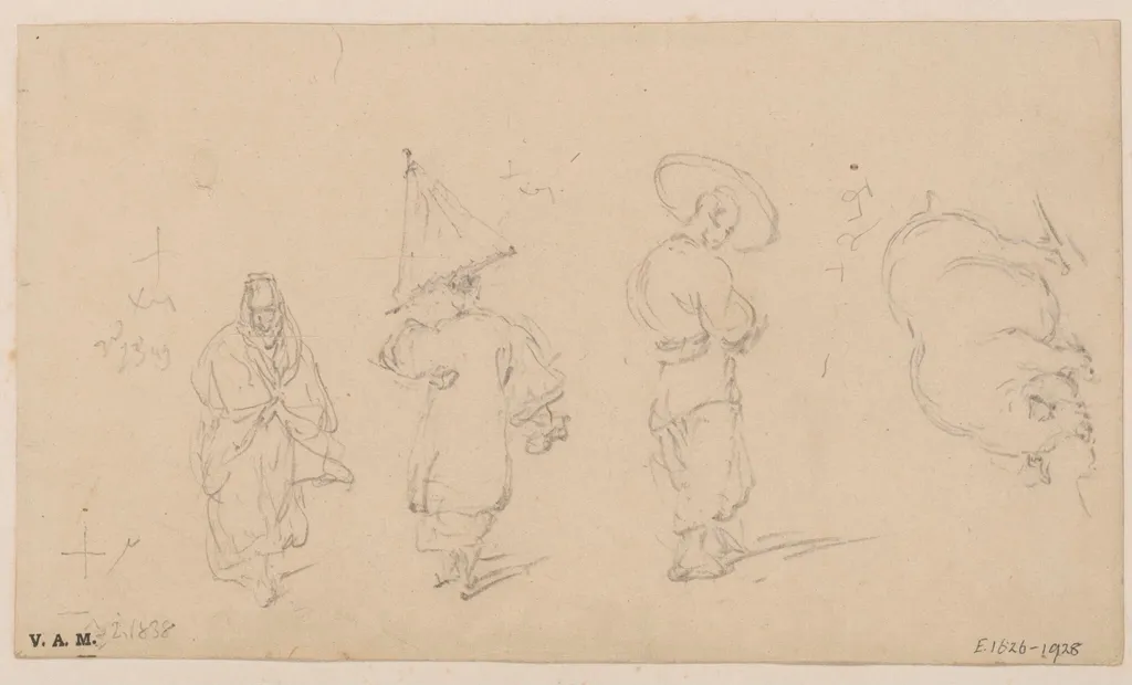 Three figures and a pig, by George Chinnery, 6