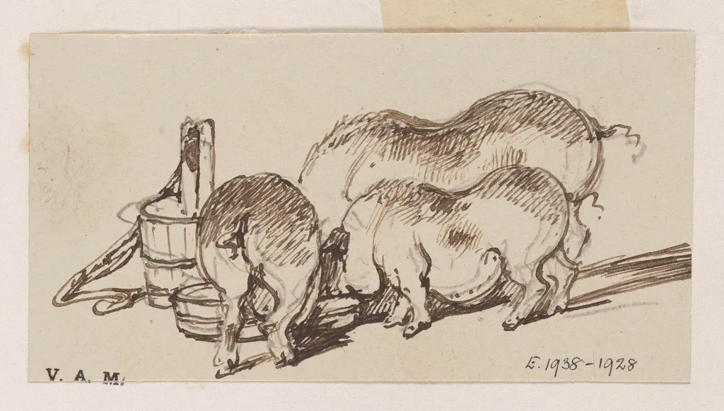 Three pigs at a trough, by George Chinnery, 19