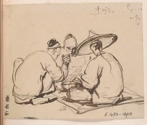 Three seated Chinese men, by George Chinnery