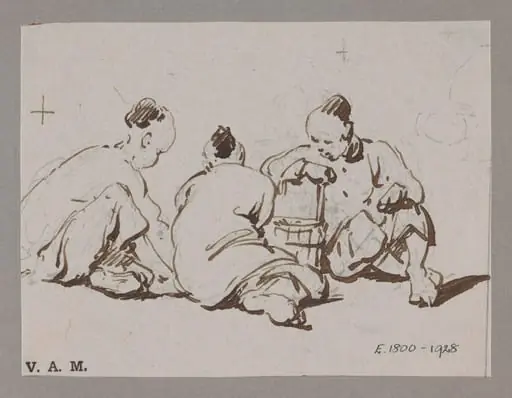 Three seated figures, by George Chinnery