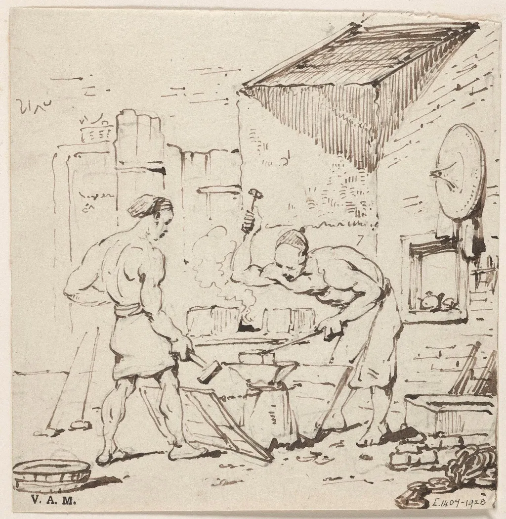 Two blacksmiths at work, by George Chinnery, 19