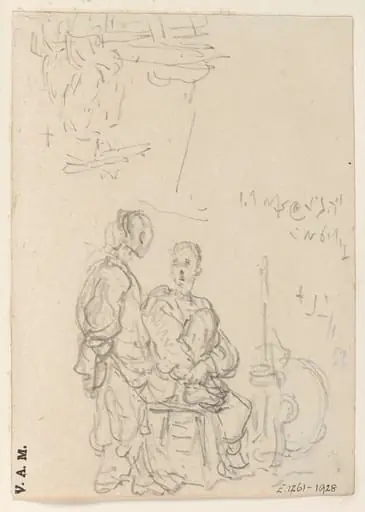 Two Chinese figures with barber's equipment, by George Chinnery