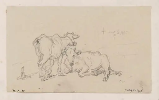 Two cows, by George Chinnery