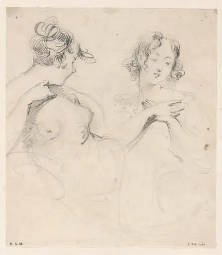 Two drawings of a Western woman, by George Chinnery