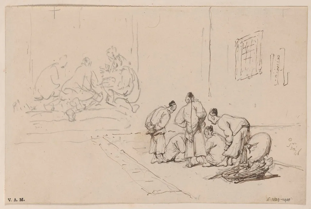 Two drawings of groups of Chinese figures, by George Chinnery, 12