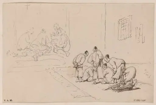Two drawings of groups of Chinese figures, by George Chinnery