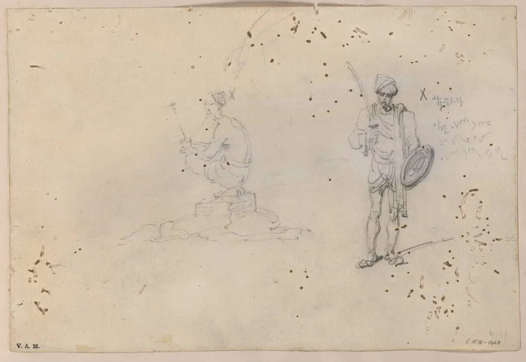 Two drawings of Indian figures, by George Chinnery, 16