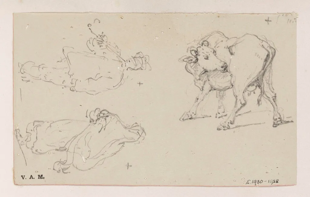 Two figure studies, and a calf, by George Chinnery, 19