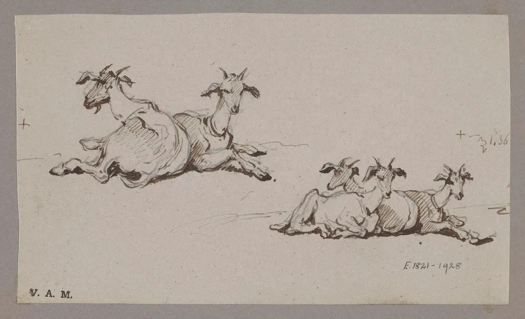 Two groups of goats, by George Chinnery, 6