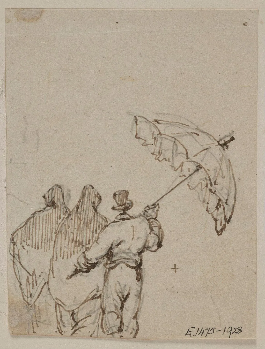 Two Macanese women with a servant holding up a parasol, by George Chinnery, 19