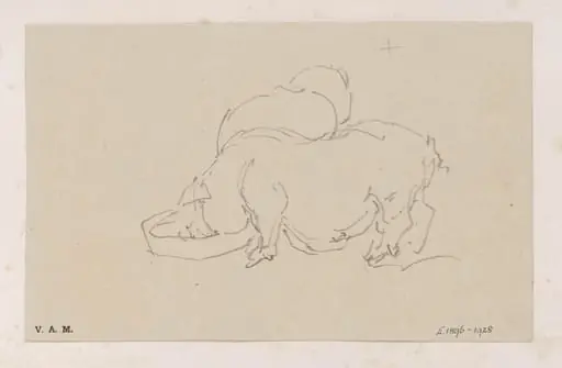 Two pigs, by George Chinnery