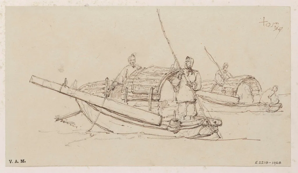 Two Tanka boats, by George Chinnery, 1847