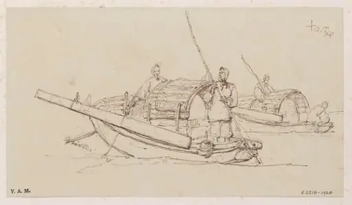Two Tanka boats, by George Chinnery