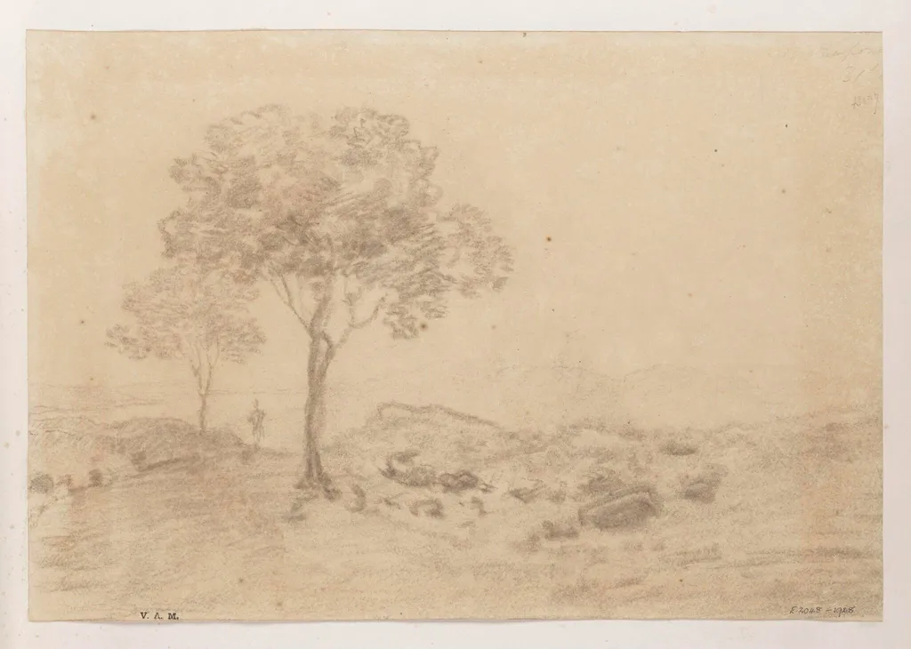 Two trees in a landscape, by George Chinnery, 16
