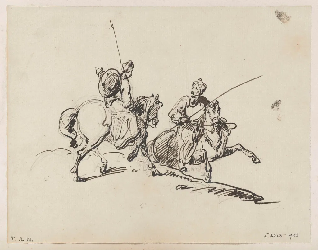 Two turbaned horsemen, by George Chinnery, 16