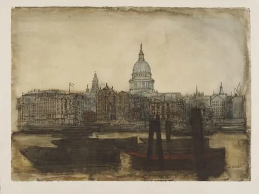 St. Paul's Cathedral from the River Thames, by George Clausen