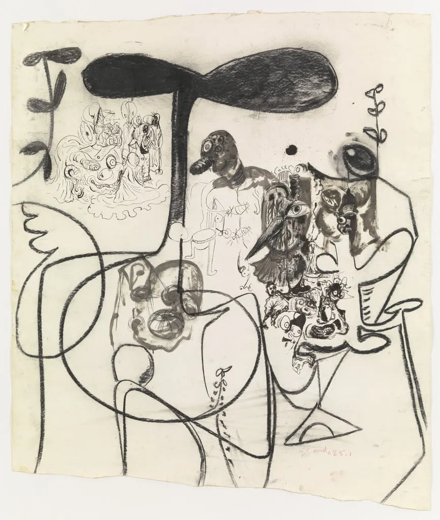 Untitled, by George Condo, charcoal, 1985