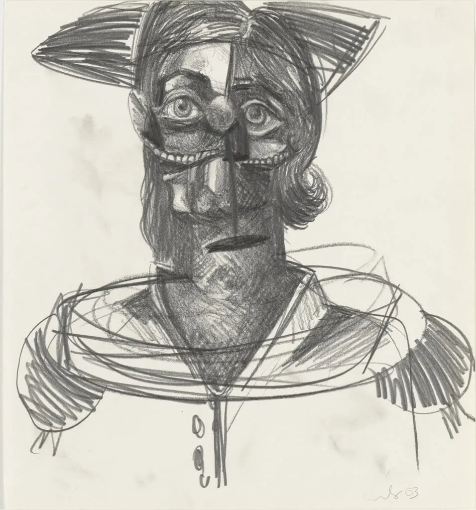 Untitled, by George Condo, graphite, 2003