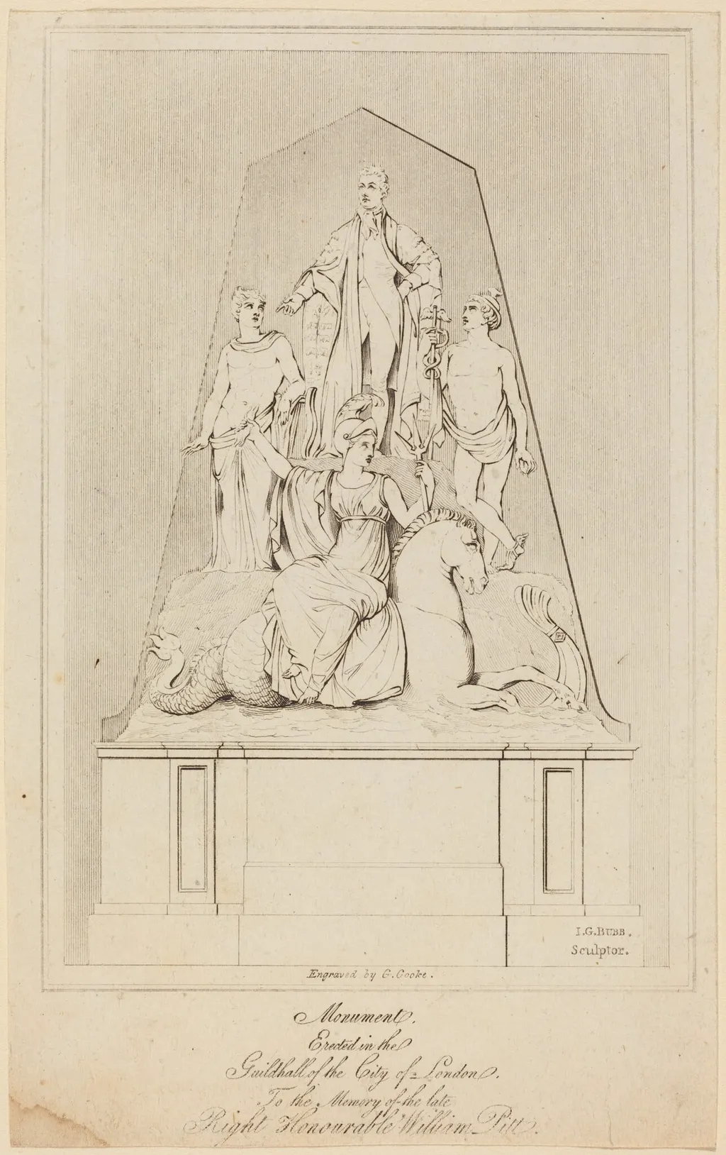 Monument to William Pitt, by George Cooke, ink, 1808