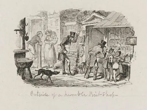 Outside of a Humble of Print Shop, by George Cruikshank