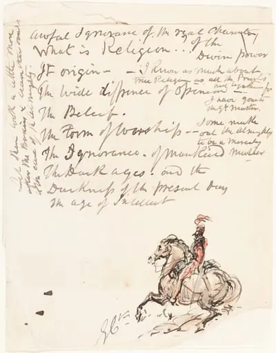 Sketch of Mounted Hussar, by George Cruikshank