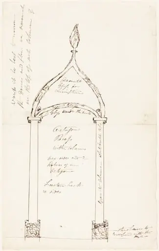 Sketch of Octagon Recess with Columns, by George Cruikshank