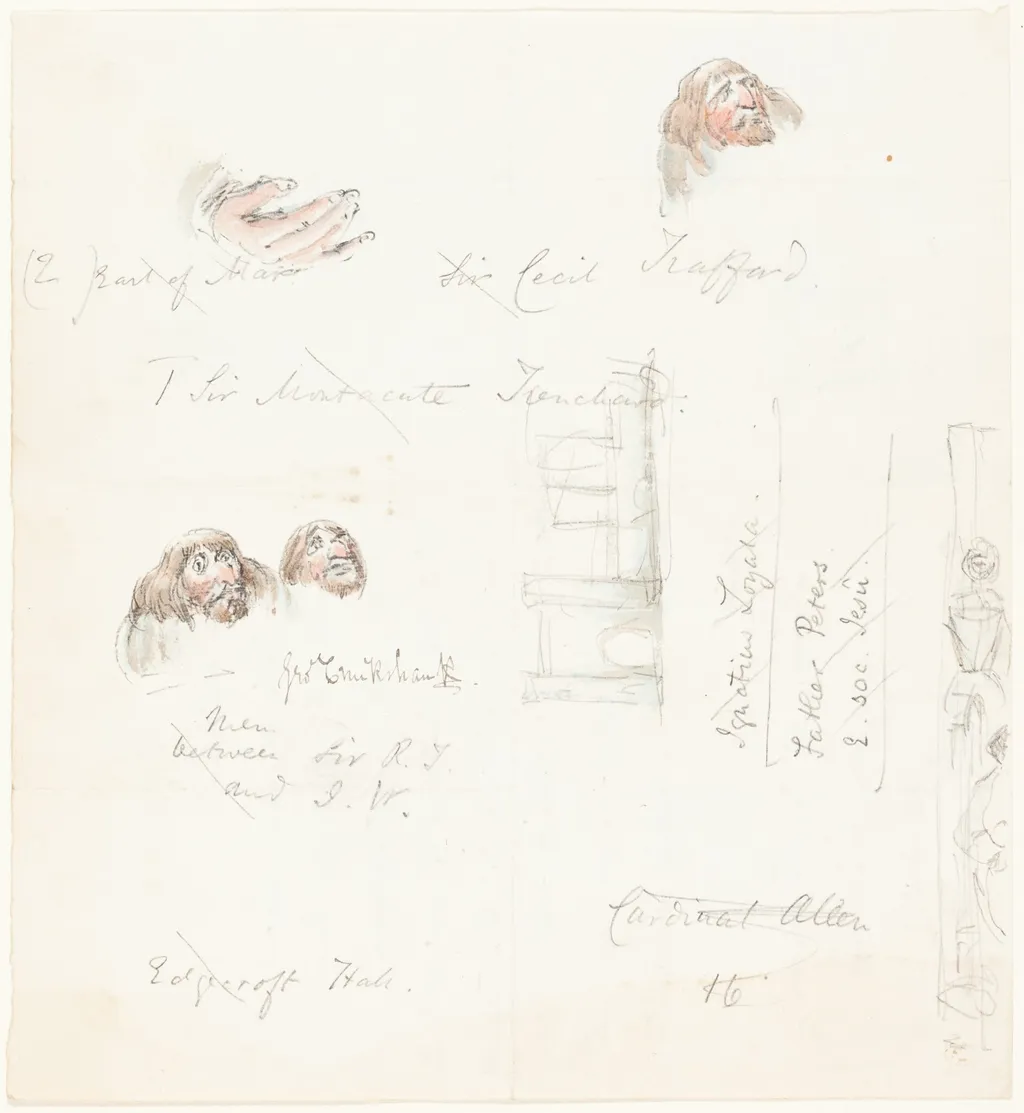 Sketches of Grotesque Faces, by George Cruikshank, graphite, 1835