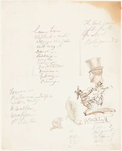 Sketches of Head, Arm, and Kneeling Figure, by George Cruikshank