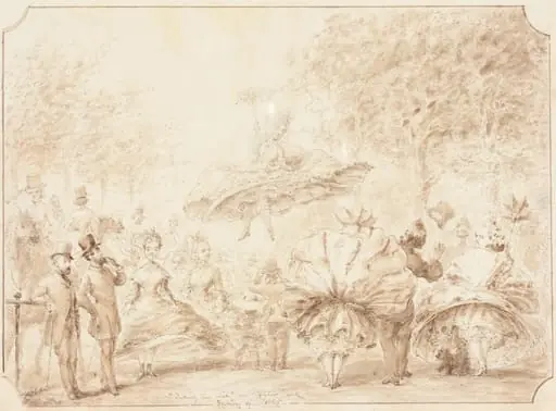 "Taking the Air" in Hyde Park [verso], by George Cruikshank
