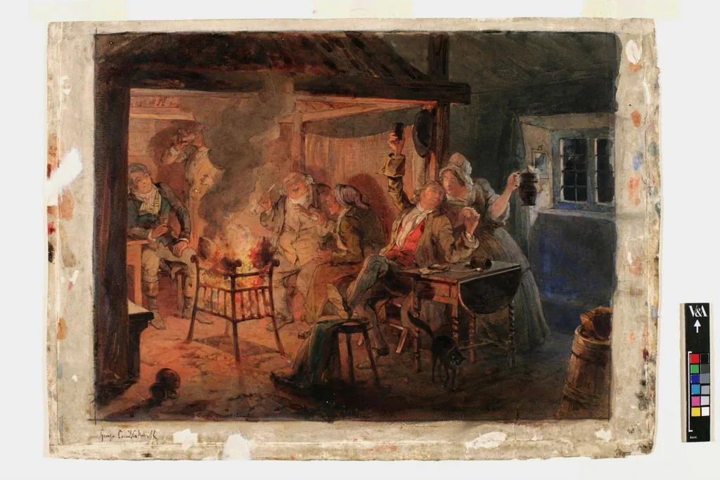 Tam O' Shanter at the Inn, by George Cruikshank, watercolor, 1810