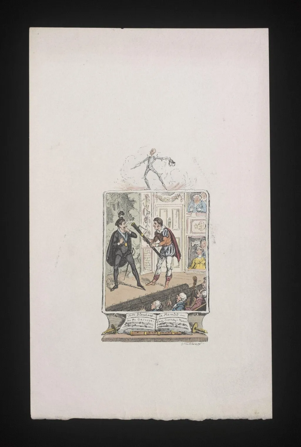 Tom Blanchard in Hamlet. For the Bassoon. Lady Coventry's Minuet, by George Cruikshank, 1792