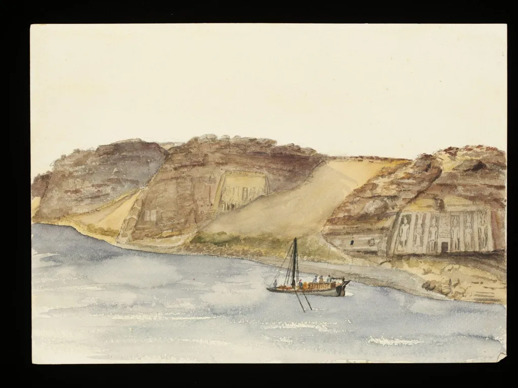 Abu Simbel, by George de Sausmarez, watercolor, 1855