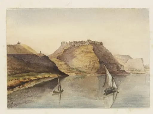 `Castle of Ibreem or Premnis, Nubia. Taken from our Boat', by George de Sausmarez