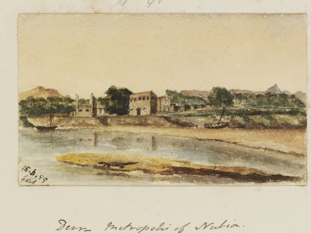'Derr - Metropolis of Nubia', by George de Sausmarez, watercolor, 1855