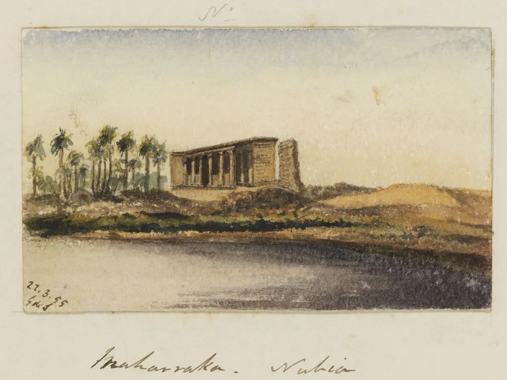 `Maharraka - Nubia', by George de Sausmarez, watercolor, 1855