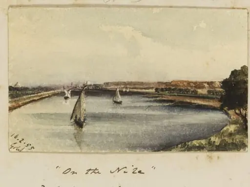 "On the Nile" Distant view of Cairo & Grand Mosque', by George de Sausmarez