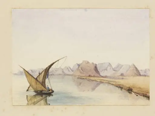 View of the Nile with boat, by George de Sausmarez