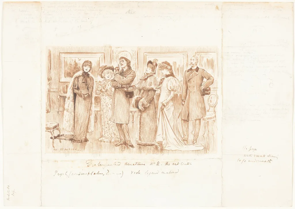 Distinguished Amateurs no. II: The Art Critic, by George Du Maurier, ink, 1880