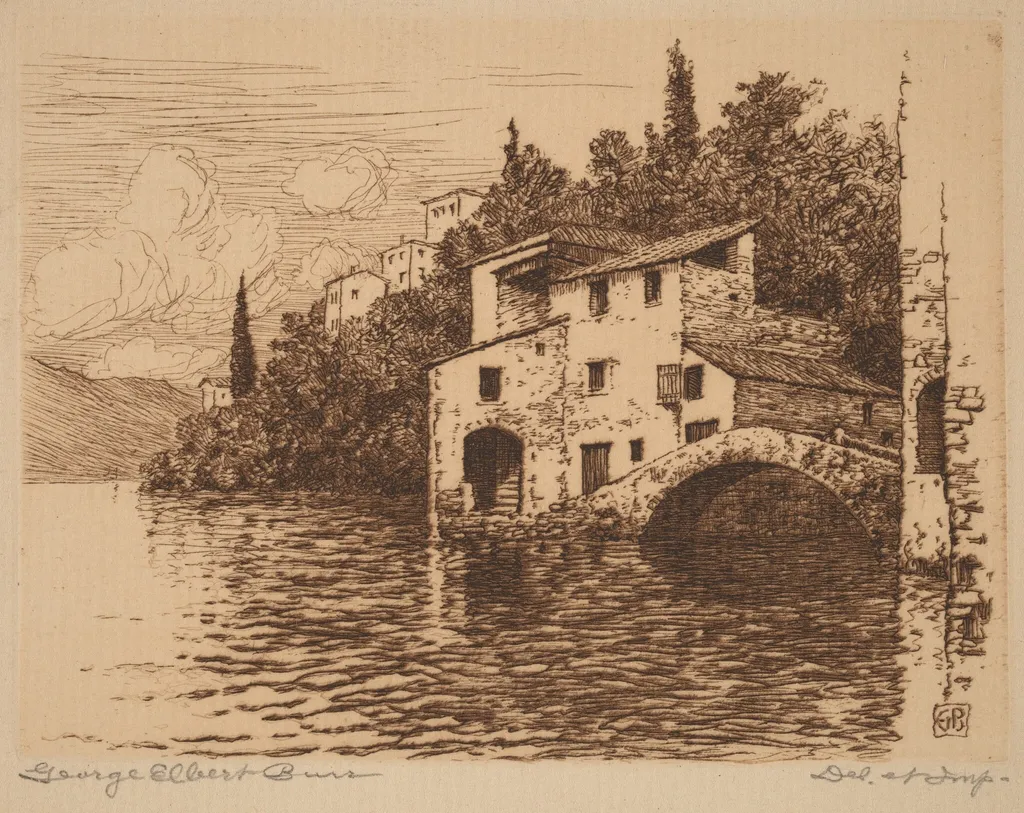 On Lake Como, by George Elbert Burr, ink, 1910