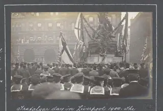 Trafalgar Day in Liverpool 1900. The Lord Mayor is Seen Making a Speech from the Statue