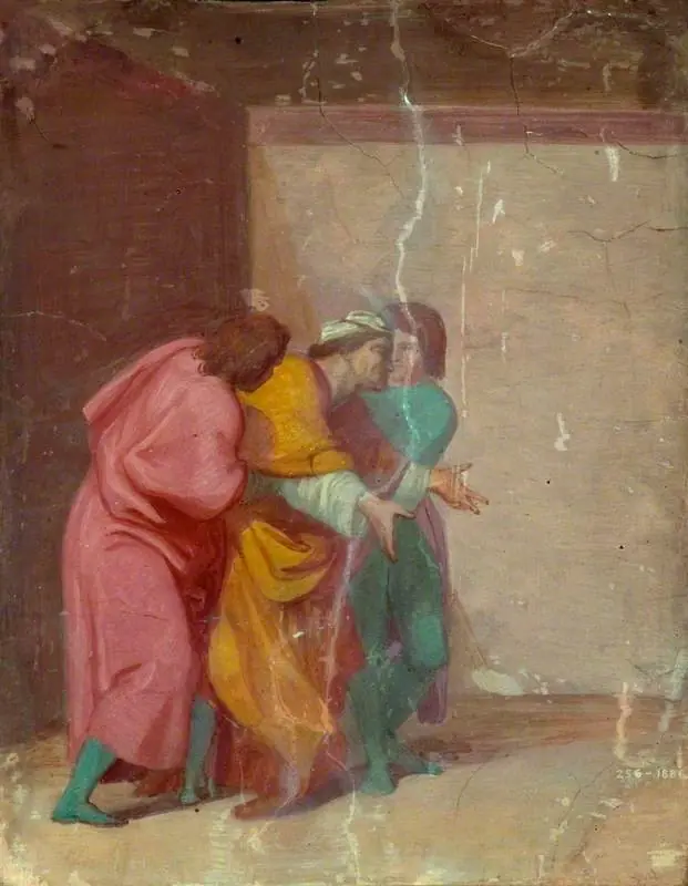 An Old Man Restrained by Two Youths (sketch for a mural in the Villa Carreggi), by George Frederic Watts